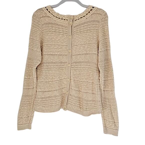 Moth Sweaters - Anthropologie Womens Sz L Beige Linen Blend Minimalist Fairy Preppy Moth Sweater